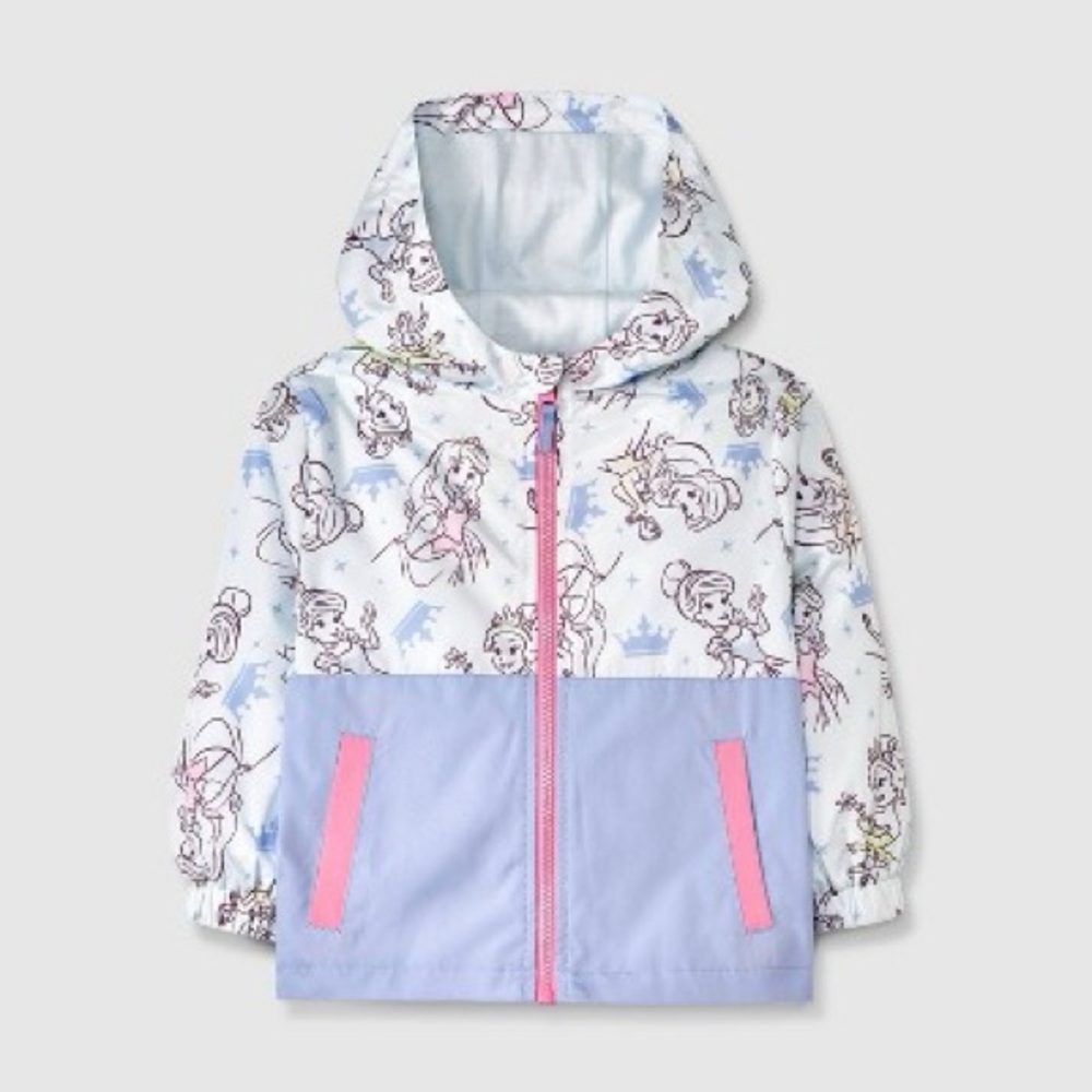 NWOT Toddler Girls' Disney Princess Colorblock Windbreaker Jacket, 5T